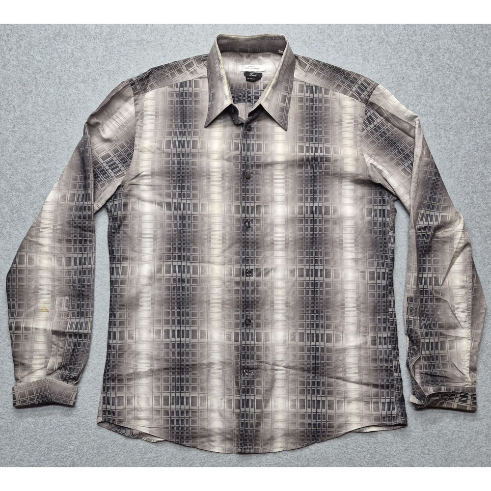 Vintage Versace Collection Shirt Mens 43 17 XL Plaid Long Sleeve Trend Medusa
